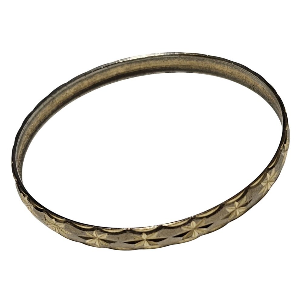 Elegant Vintage Gold Tone Star Etched Bangle Bracelet Classic Fashion Jewelry